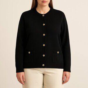 Coastal Grandmother Italian Wool Blend Cardigan Timeless Elegant Minimalist Chic